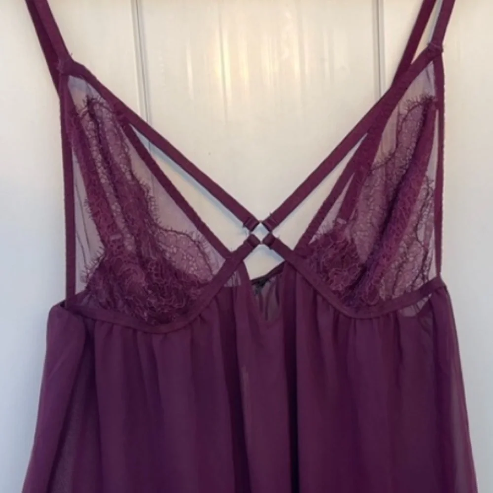 Victoria’s Secret Babydoll Lace Lingerie Violet Large NWT - Picture 2 of 4